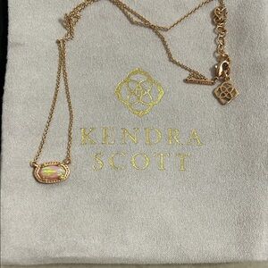 Kendra Scott Rose Gold Necklace with pink Iridescent Stone